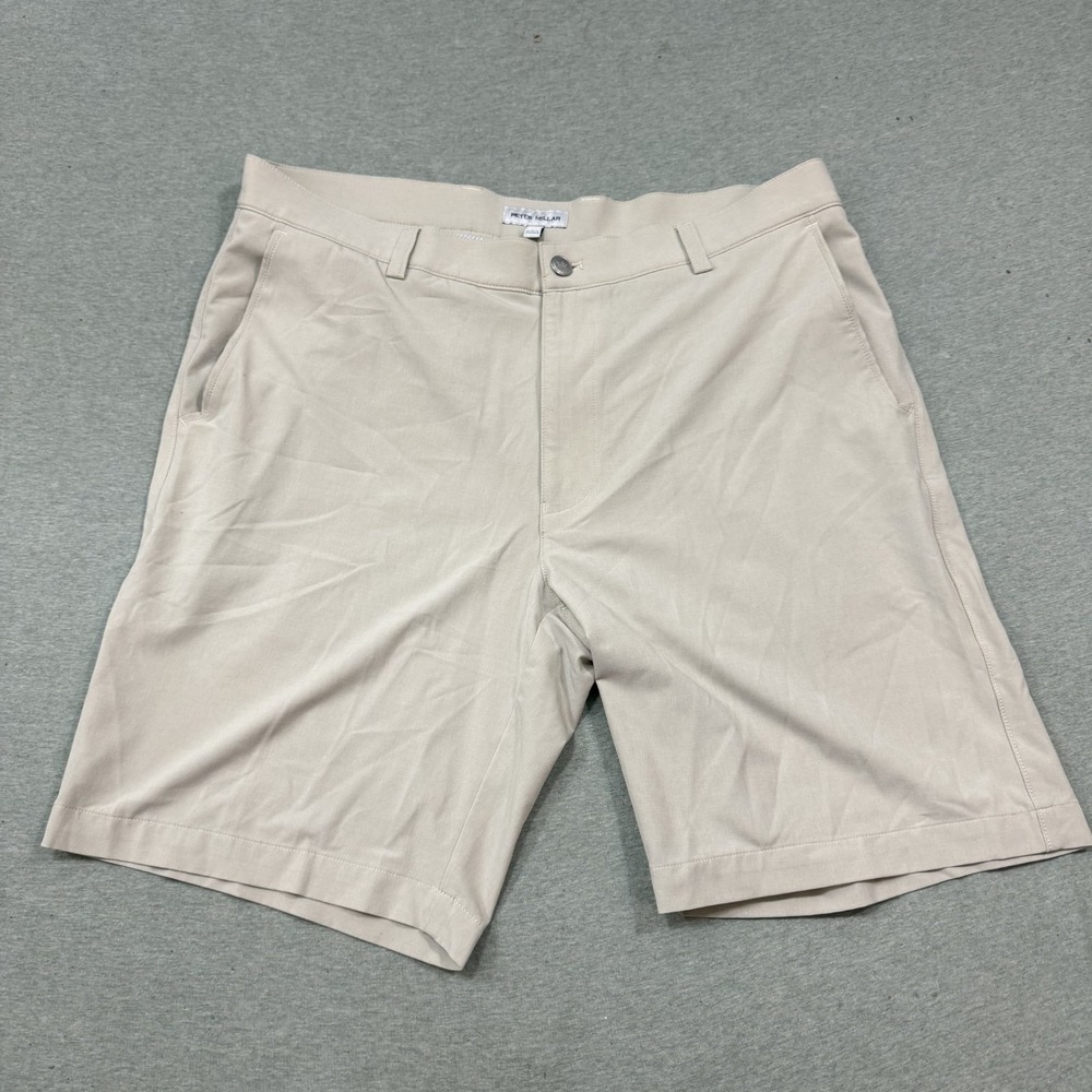 Peter Millar Shackelford Shorts 35 Beige Performance Golf Hybrid Stretch Classic - Picture 1 of 8